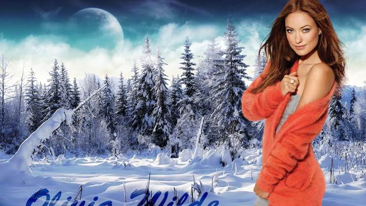 Olivia Wilde In Orange Coat Side Pose Photoshoot